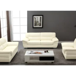 Fauteuil En Cuir THIBAULT - Ivoire -Promos Fauteora Magasin canape 184558