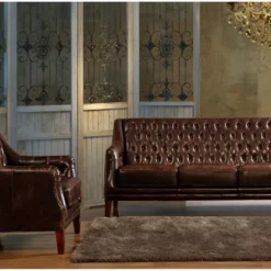 Fauteuil En Cuir COLBERT - Marron -Promos Fauteora Magasin canape 190158