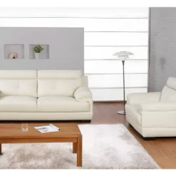 Fauteuil En Cuir De Buffle MANUELLA - Blanc Ivoire 31 Fauteuil En Cuir De Buffle MANUELLA - Blanc Ivoire -Promos Fauteora Magasin canape 19145