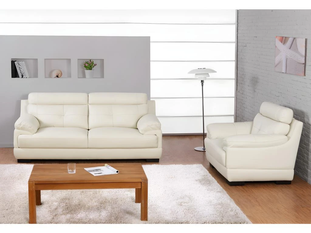 Fauteuil En Cuir De Buffle MANUELLA - Blanc Ivoire 12 Fauteuil En Cuir De Buffle MANUELLA - Blanc Ivoire – Image 10