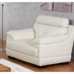 Fauteuil En Cuir De Buffle MANUELLA - Blanc Ivoire 30 Fauteuil En Cuir De Buffle MANUELLA - Blanc Ivoire -Promos Fauteora Magasin canape 19155