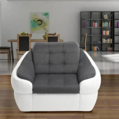 Fauteuil En Tissu Et Simili FAREZ - Bicolore Gris Et Blanc -Promos Fauteora Magasin canape 213629