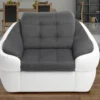 Fauteuil En Tissu Et Simili FAREZ - Bicolore Gris Et Blanc -Promos Fauteora Magasin canape 213633