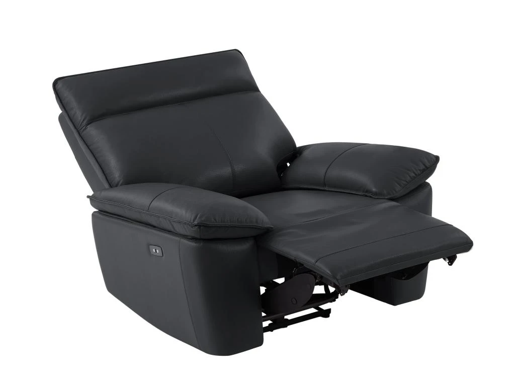 Fauteuil Relax électrique En Cuir De Vachette Noir NOVENA 7 Fauteuil Relax électrique En Cuir De Vachette Noir NOVENA – Image 5