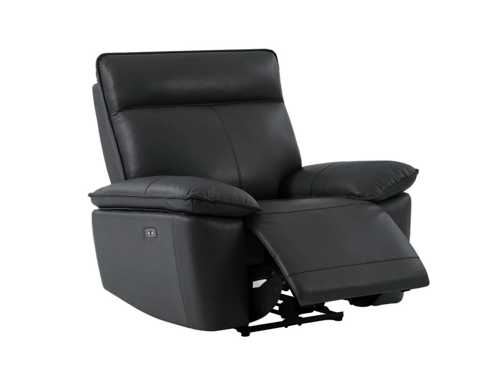 Fauteuil Relax électrique En Cuir De Vachette Noir NOVENA 6 Fauteuil Relax électrique En Cuir De Vachette Noir NOVENA – Image 4