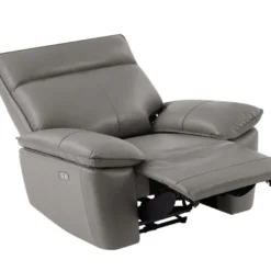 Fauteuil Relax électrique En Cuir De Vachette Gris NOVENA 18 Fauteuil Relax électrique En Cuir De Vachette Gris NOVENA -Promos Fauteora Magasin canape 22253909