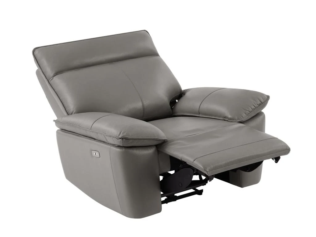Fauteuil Relax électrique En Cuir De Vachette Gris NOVENA 7 Fauteuil Relax électrique En Cuir De Vachette Gris NOVENA – Image 5