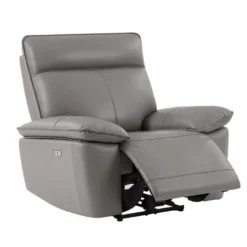 Fauteuil Relax électrique En Cuir De Vachette Gris NOVENA 17 Fauteuil Relax électrique En Cuir De Vachette Gris NOVENA -Promos Fauteora Magasin canape 22253911