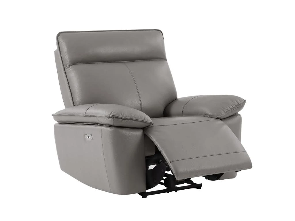Fauteuil Relax électrique En Cuir De Vachette Gris NOVENA 6 Fauteuil Relax électrique En Cuir De Vachette Gris NOVENA – Image 4