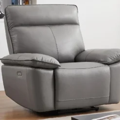 Fauteuil Relax électrique En Cuir De Vachette Gris NOVENA 23 Fauteuil Relax électrique En Cuir De Vachette Gris NOVENA -Promos Fauteora Magasin canape 22266537