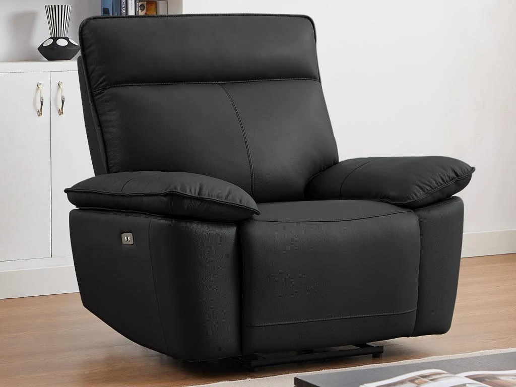 Fauteuil Relax électrique En Cuir De Vachette Noir NOVENA 12 Fauteuil Relax électrique En Cuir De Vachette Noir NOVENA – Image 10