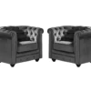 Lot De 2 Fauteuils CHESTERFIELD - Velours Anthracite -Promos Fauteora Magasin canape 237757