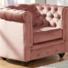 Fauteuil CHESTERFIELD - Velours Rose Pastel 2 Fauteuil CHESTERFIELD - Velours Rose Pastel -Promos Fauteora Magasin canape 243907