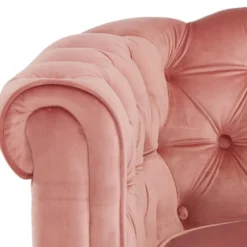 Fauteuil CHESTERFIELD - Velours Rose Pastel -Promos Fauteora Magasin canape 243917