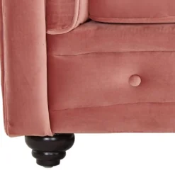 Fauteuil CHESTERFIELD - Velours Rose Pastel -Promos Fauteora Magasin canape 243919