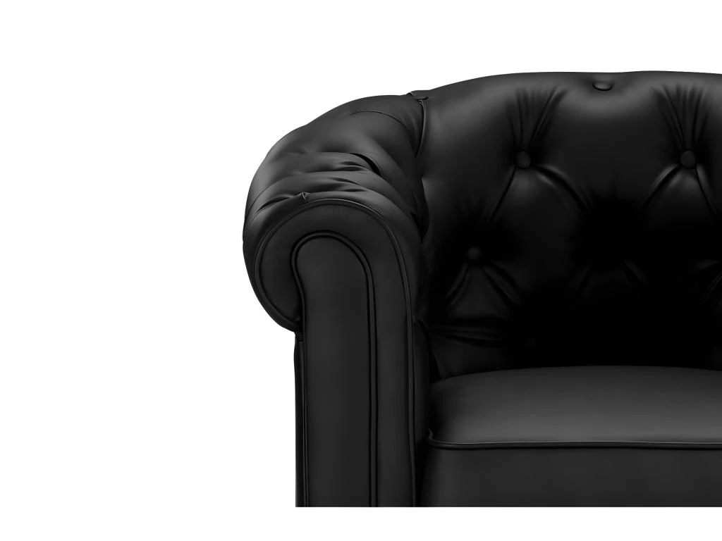 Fauteuil En Simili CHESTERFIELD - Noir 9 Fauteuil En Simili CHESTERFIELD - Noir – Image 7