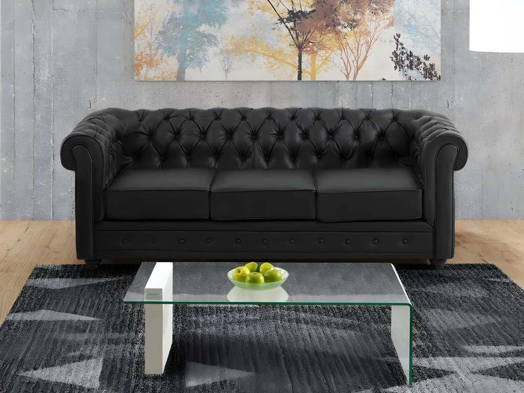 Fauteuil En Simili CHESTERFIELD - Noir 7 Fauteuil En Simili CHESTERFIELD - Noir – Image 5
