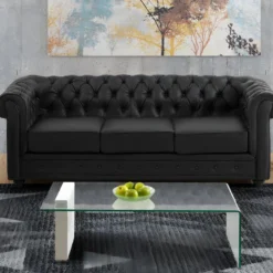 Fauteuil En Simili CHESTERFIELD - Blanc -Promos Fauteora Magasin canape 270787 3