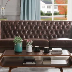 Fauteuil En Cuir COLBERT - Marron -Promos Fauteora Magasin canape 292985