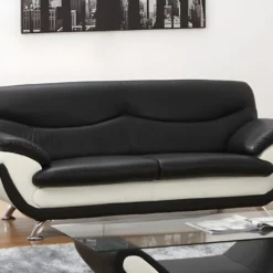 Fauteuil En Simili INDICE - Bicolore Noir Et Ivoire -Promos Fauteora Magasin canape 322193