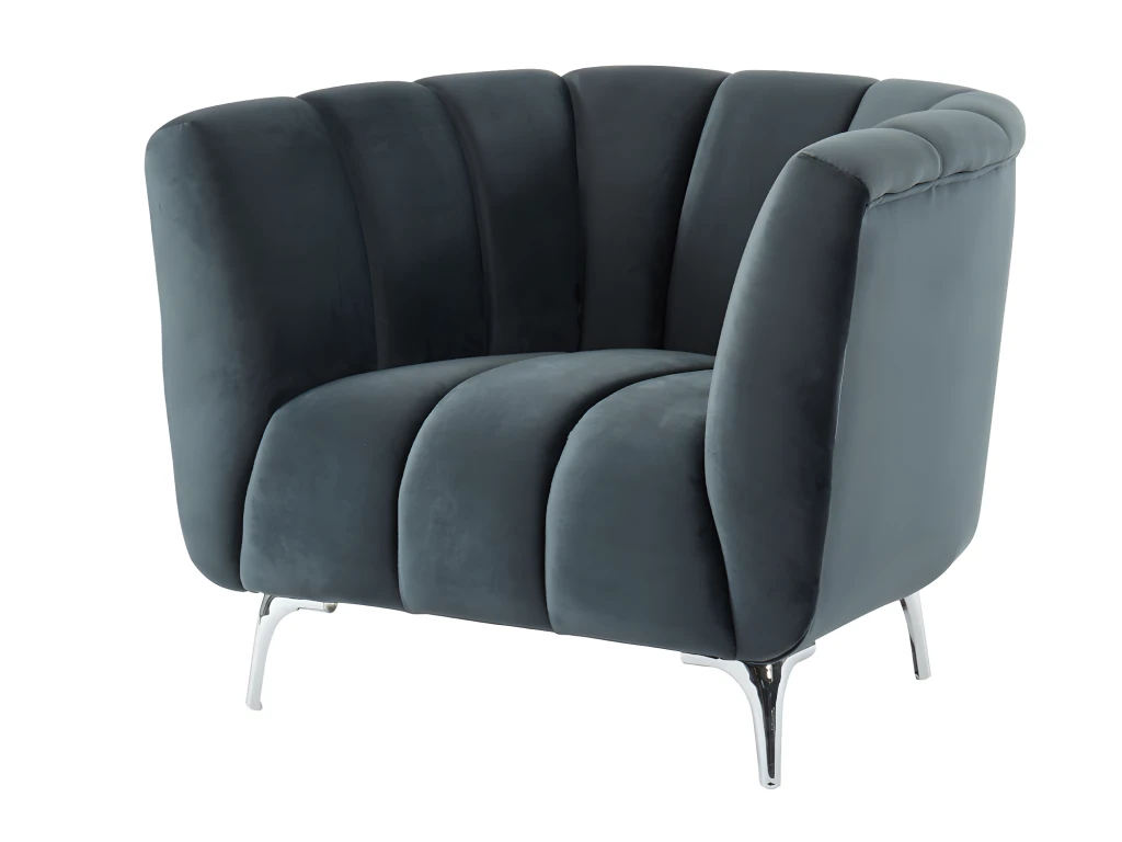Fauteuil PEGOUM En Velours - Anthracite 5 Fauteuil PEGOUM En Velours - Anthracite – Image 3
