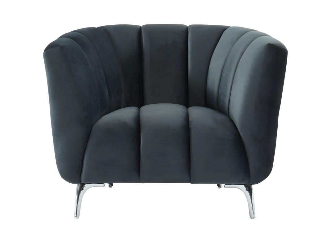 Fauteuil PEGOUM En Velours - Anthracite 4 Fauteuil PEGOUM En Velours - Anthracite – Image 2