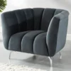 Fauteuil PEGOUM En Velours - Anthracite -Promos Fauteora Magasin canape 341255