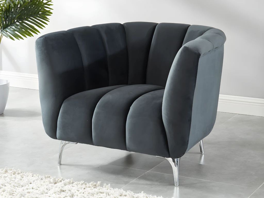 Fauteuil PEGOUM En Velours - Anthracite 9 Fauteuil PEGOUM En Velours - Anthracite – Image 7