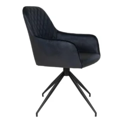 KARBO - Fauteuil Pivotant Simili Noir Et Piétement Acier -Promos Fauteora Magasin chaise 10030177