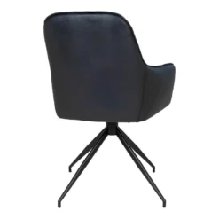 KARBO - Fauteuil Pivotant Simili Noir Et Piétement Acier -Promos Fauteora Magasin chaise 10030179