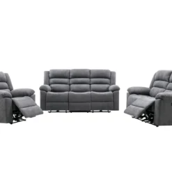 Fauteuil Relax électrique En Tissu Gris BUROLO -Promos Fauteora Magasin ensemble canape fauteuil 18879087 1