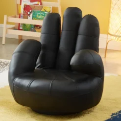 Fauteuil Main Enfant Pivotant En Simili CATCHY - Noir -Promos Fauteora Magasin fauteuil enfant 395649