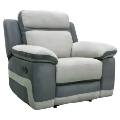 Fauteuil Relax En Microfibre Gris Clair Et Bandes Anthracites TALCA -Promos Fauteora Magasin fauteuil relax 350401