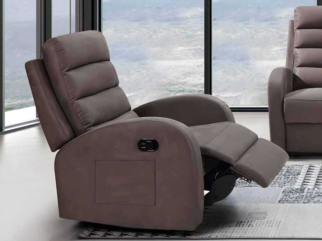 Fauteuil Relax En Tissu GIORGIA - Marron 4 Fauteuil Relax En Tissu GIORGIA - Marron – Image 2