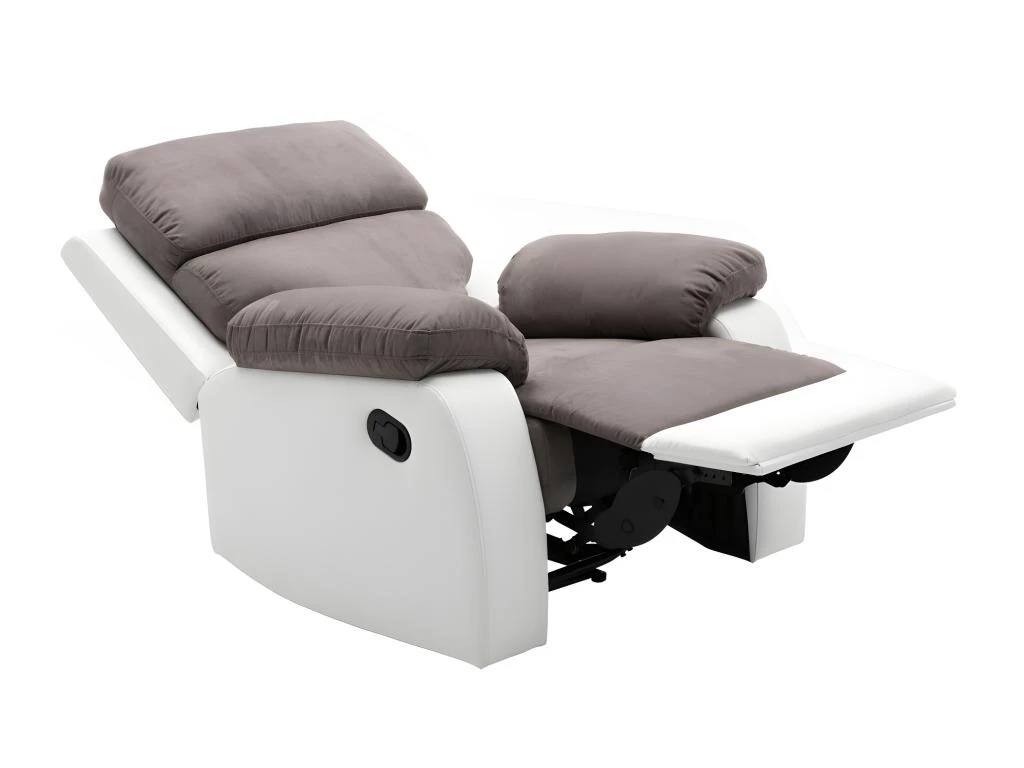 Fauteuil Relax En Microfibre Et Simili TOLZANO - Gris Et Blanc 7 Fauteuil Relax En Microfibre Et Simili TOLZANO - Gris Et Blanc – Image 5