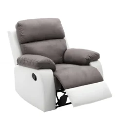 Fauteuil Relax En Microfibre Et Simili TOLZANO - Gris Et Blanc 12 Fauteuil Relax En Microfibre Et Simili TOLZANO - Gris Et Blanc -Promos Fauteora Magasin fauteuil relax 399959