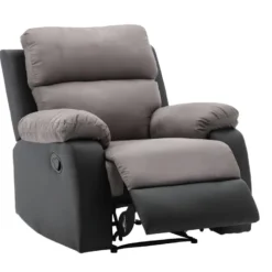 Fauteuil Relax En Microfibre Et Simili TOLZANO - Gris Et Noir -Promos Fauteora Magasin fauteuil relax 401779