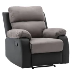 Fauteuil Relax En Microfibre Et Simili TOLZANO - Gris Et Noir -Promos Fauteora Magasin fauteuil relax 401783