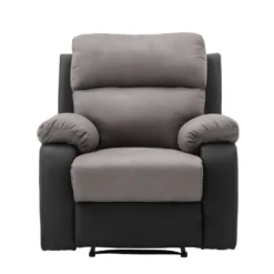 Fauteuil Relax En Microfibre Et Simili TOLZANO - Gris Et Noir -Promos Fauteora Magasin fauteuil relax 401785