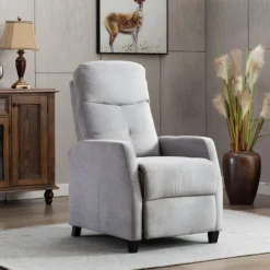 Fauteuil Relax En Tissu FEREOLE - Gris Clair