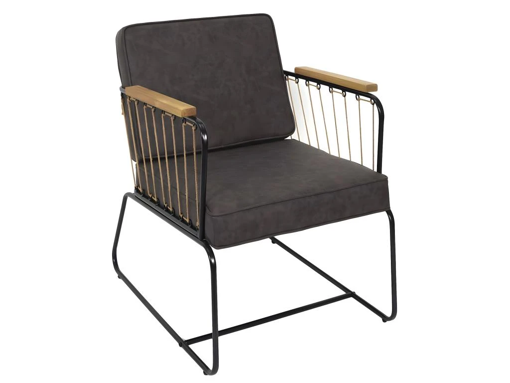 LUCAS - Fauteuil Simili Marron Foncé 4 LUCAS - Fauteuil Simili Marron Foncé – Image 2