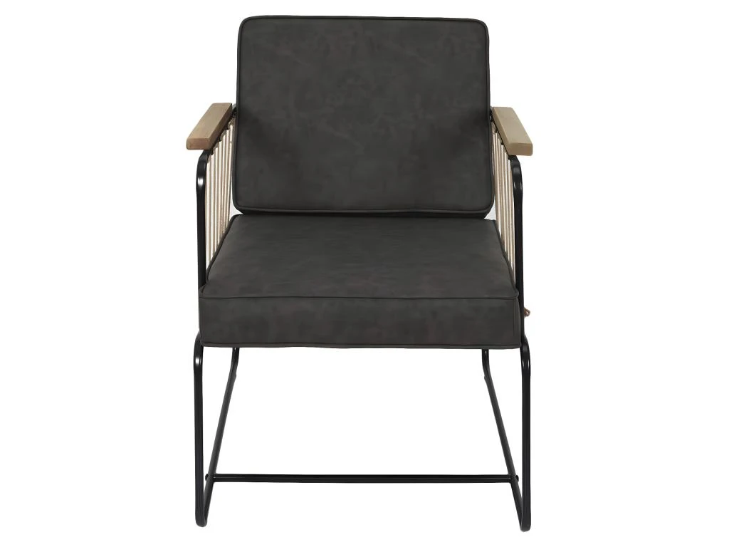 LUCAS - Fauteuil Simili Marron Foncé 5 LUCAS - Fauteuil Simili Marron Foncé – Image 3