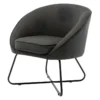 JONAS - Fauteuil Design Tissu Gris Anthracite Pieds Métal Noir -Promos Fauteora Magasin fauteuil 10232441
