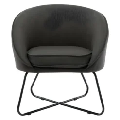 JONAS - Fauteuil Design Tissu Gris Anthracite Pieds Métal Noir -Promos Fauteora Magasin fauteuil 10232449