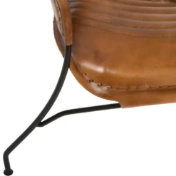Fauteuil En Métal Noir Et Cuir Cognac Accoudoirs En Bois De Manguier -Promos Fauteora Magasin fauteuil 10404029