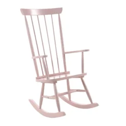 JESSIE - Chaise à Bascule En Bois Massif Laqué Rose