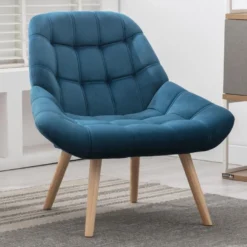 Fauteuil En Velours Bleu Canard LUOSTO