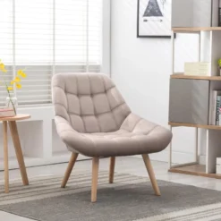 Fauteuil En Velours Beige LUOSTO -Promos Fauteora Magasin fauteuil 10593367