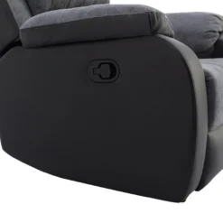 Fauteuil Relax En Microfibre Et Simili Gris Et Noir BRODY -Promos Fauteora Magasin fauteuil 10678285