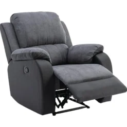 Fauteuil Relax En Microfibre Et Simili Gris Et Noir BRODY -Promos Fauteora Magasin fauteuil 10678287